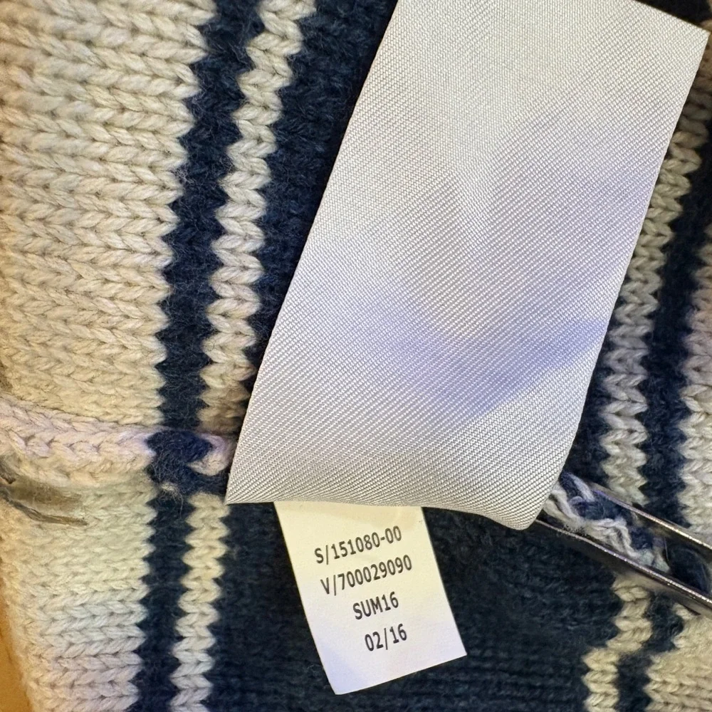 Banana Republic Men's Cream Shawl Neck Cardigan with Stripes XL Grandpacore Prep